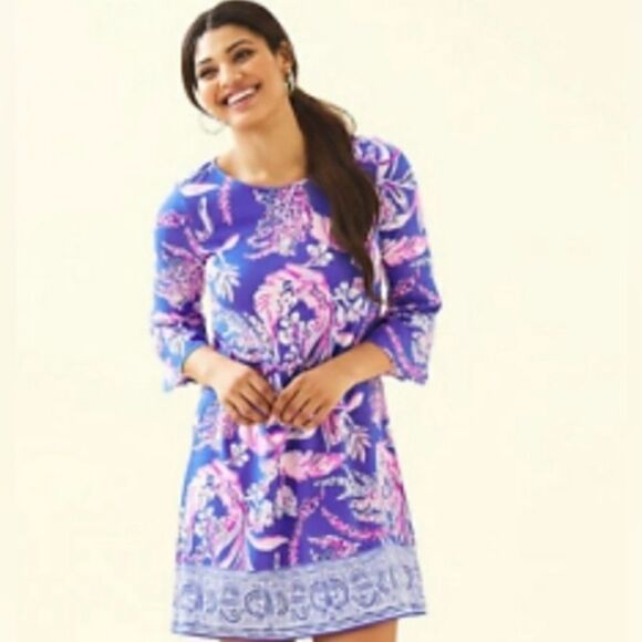 NWT Lilly Pulitzer Ophelia Swing Dress✨Iris Blue✨Blue Pink Purp Flower $ 178 - Picture 4 of 7